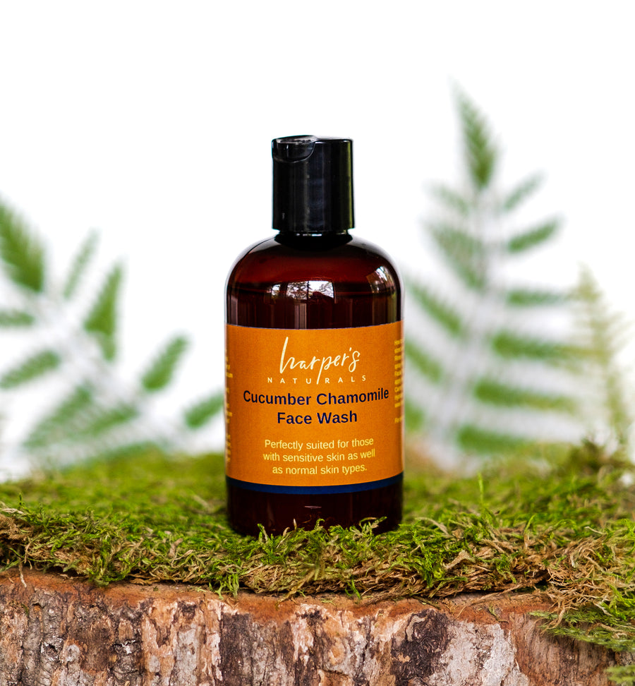 Harper's Naturals Chamomile Cucumber Face Wash provides a very gentle, smooth option for washing your face. Chamomile has been know to act as an anti-inflammatory, anti-septic, and it anti-fungal. It also helps to fade dark spots and prevent breakouts.